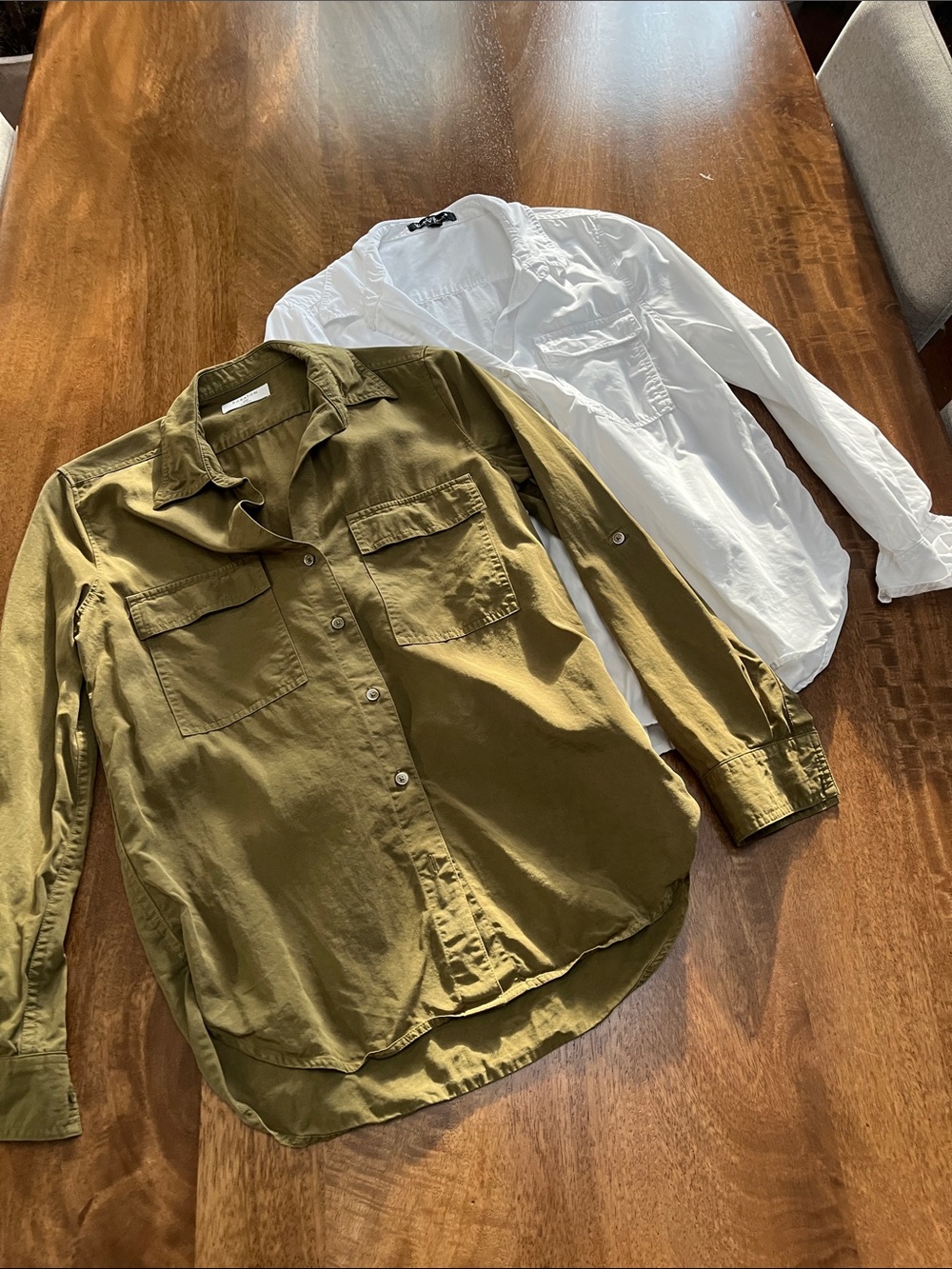 Babaton Olive Green and White Button-Down Utility Shirts
